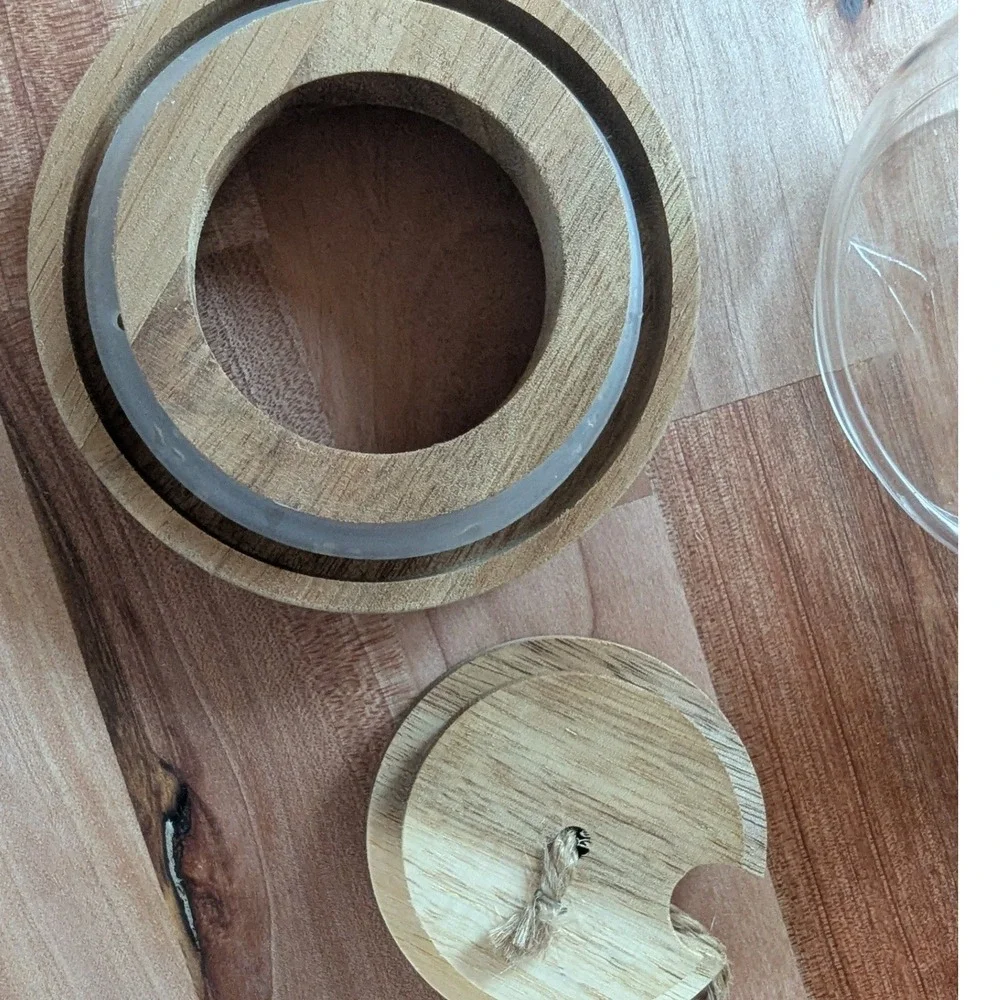 Glass Honey Jar with Wooden Lid and Dipper Farmhouse Kitchen‎ Storage